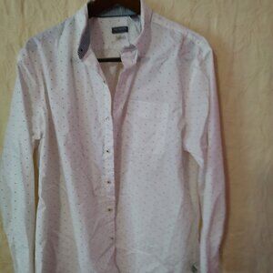 Van Heusen Men's White Polka Dot Shirt Size XL